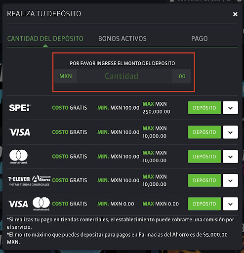 escribe el monto que deseas depositar. escribe el monto que deseas depositar.